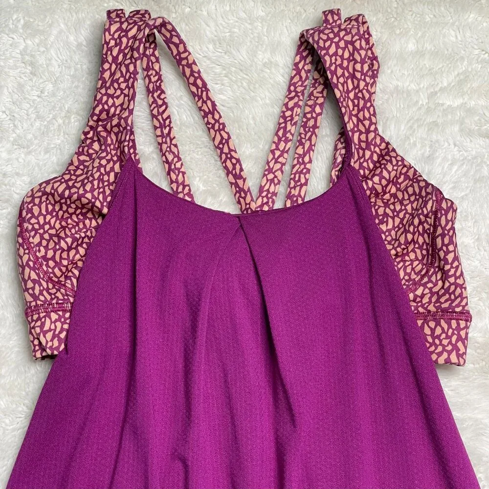 Lululemon Women's Purple Mosaic Peach Nouveau Limits Tank Top Size 6 - Picture 2 of 6